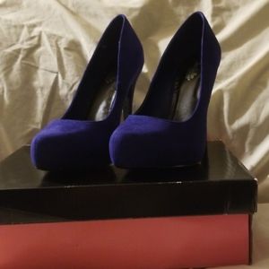 NEW! Faux Suede Navy Blue Platform Heels 8